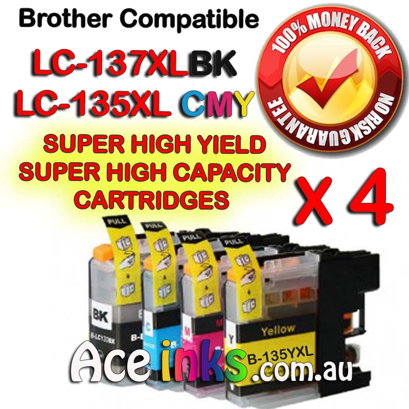 VALUE PACK 4 Combo Compatible Brother LC137XLBK 135XLCMY